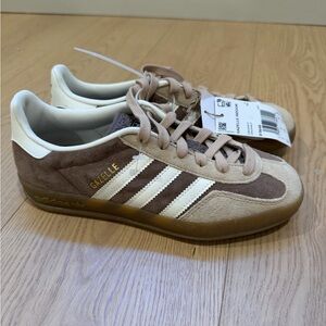 Adidas Gazelle Indoor Tan and Cream Shoes